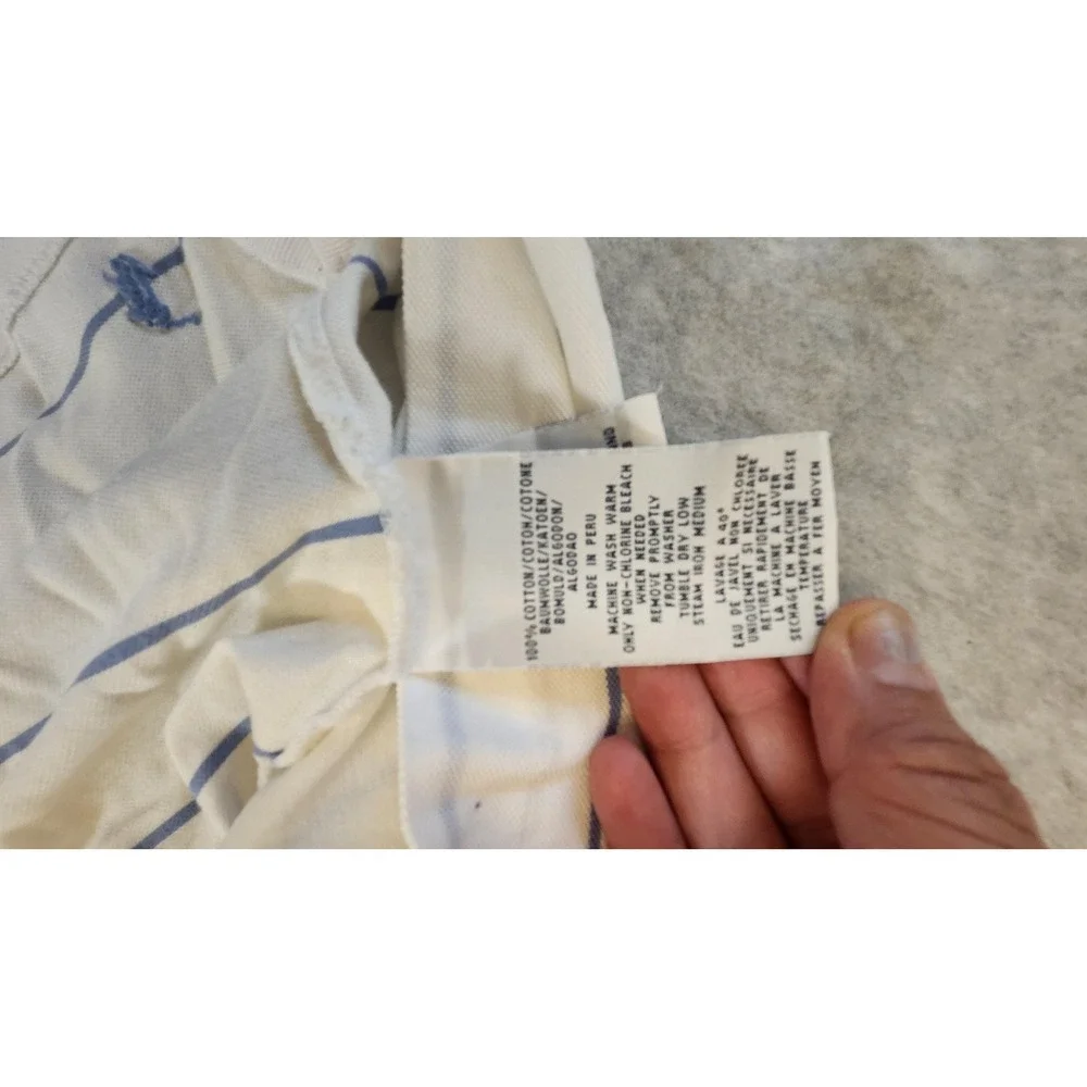 Polo Golf Ralph‎ Lauren Shirt Mens XL White Blue Striped K Club Crest Cotton